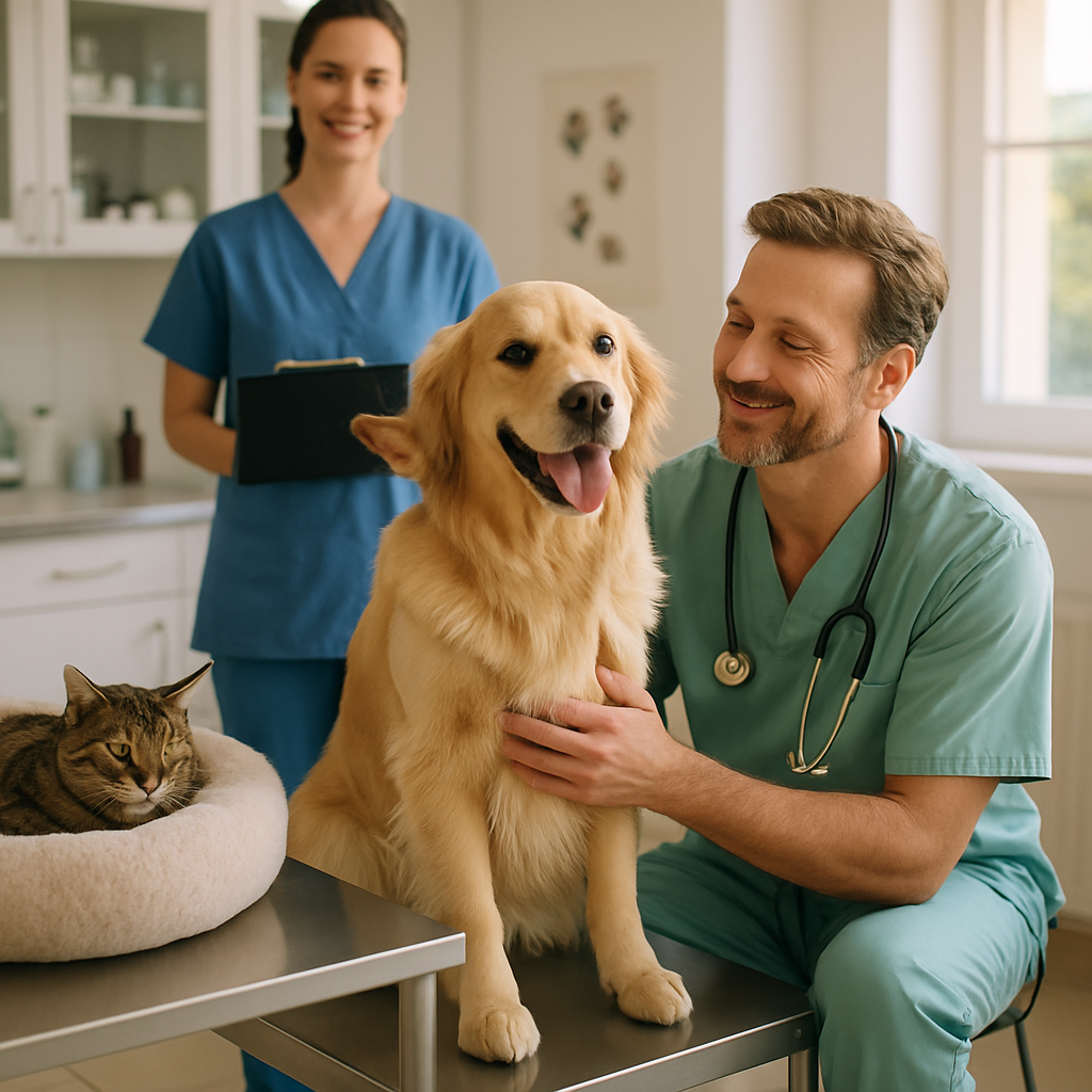 Happy dog and cat at clinic - PetCare24