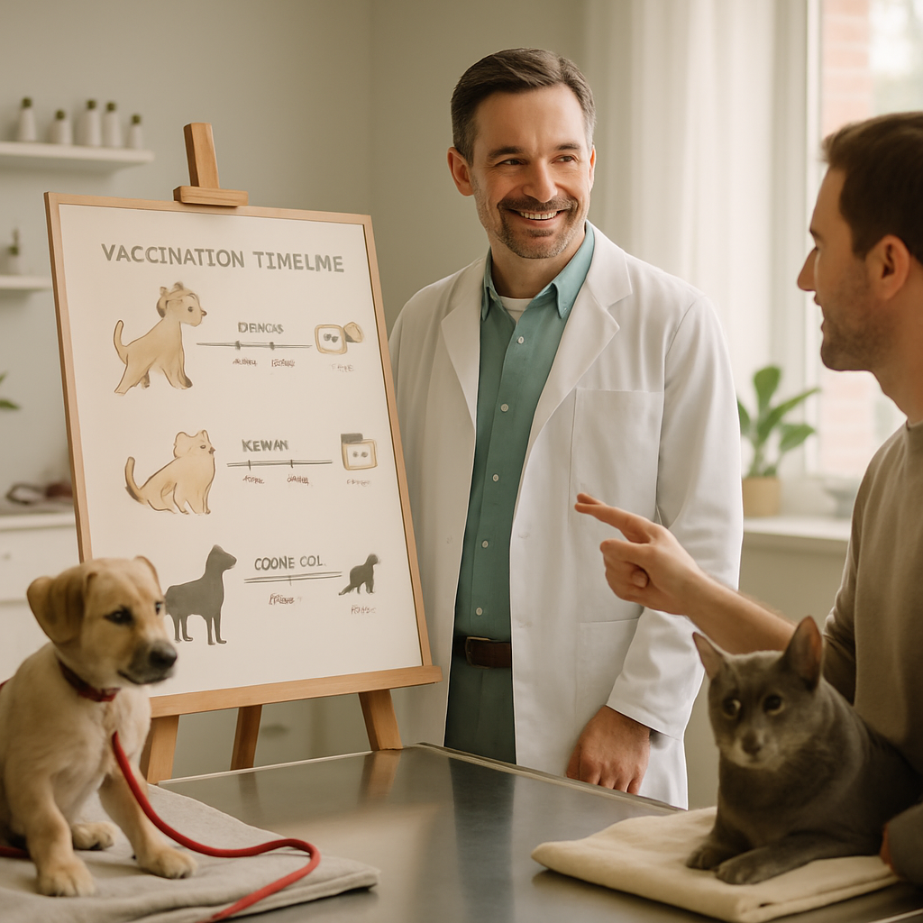 Happy pets in a bright clinic